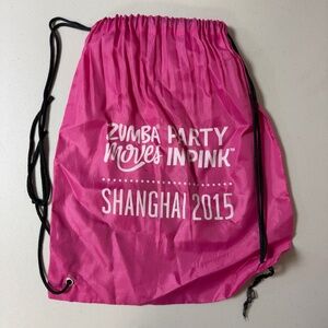 Zumba Pink Drawstring Bag Womens One Size Backpack Party Shanghai China Exercise
